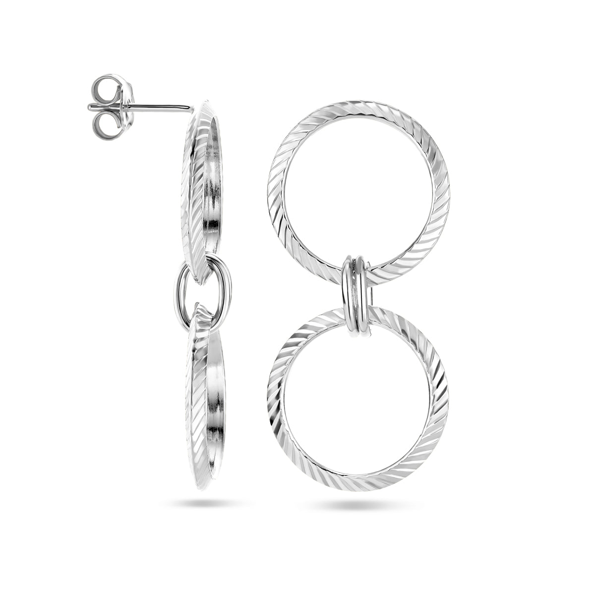 vDam Oorhangers Cirkels Gediamanteerd Zilver Gerhodineerd 1338550