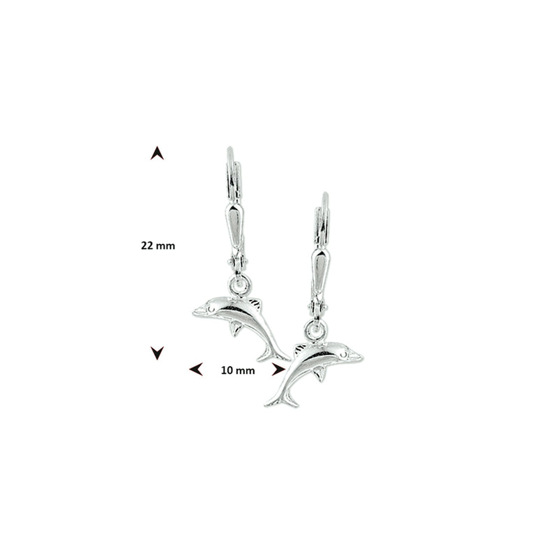 vDam Oorhangers Dolfijn Brisur Haak Zilver Wit 1001154