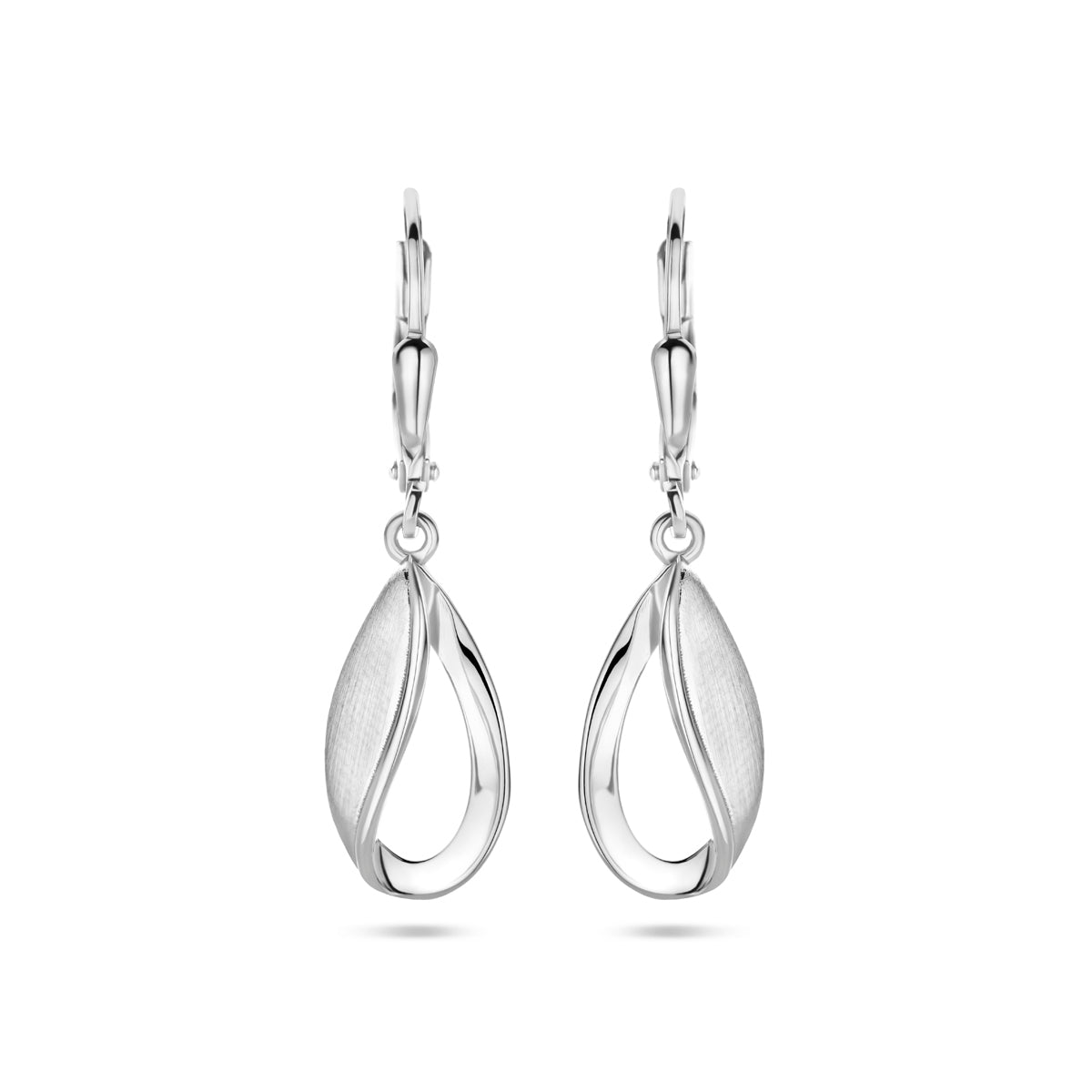 vDam Oorhangers Druppel Brisur Haak Poli/mat 33 Mm Zilver Gerhodineerd 1340044