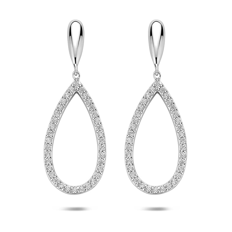 vDam Oorhangers Druppel Zirkonia 43 Mm Zilver Gerhodineerd 1341918