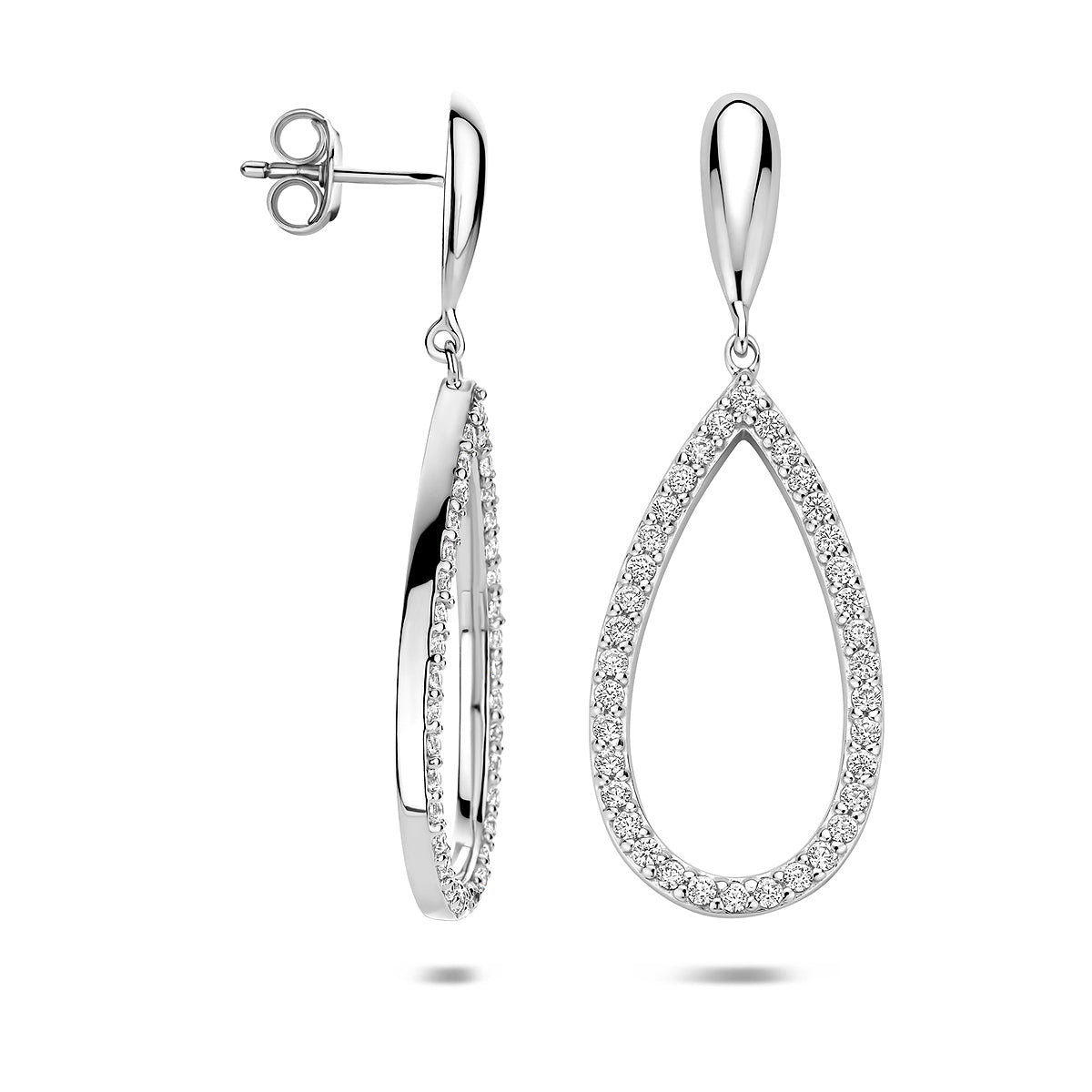 vDam Oorhangers Druppel Zirkonia 43 Mm Zilver Gerhodineerd 1341918