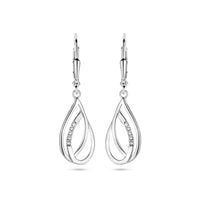 vDam Oorhangers Druppel Zirkonia Brisur Haak 34 Mm Zilver Gerhodineerd 1340046