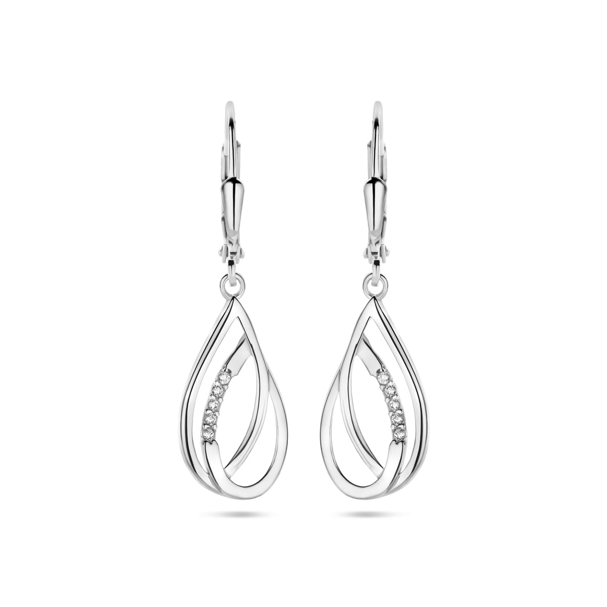 vDam Oorhangers Druppel Zirkonia Brisur Haak 34 Mm Zilver Gerhodineerd 1340046