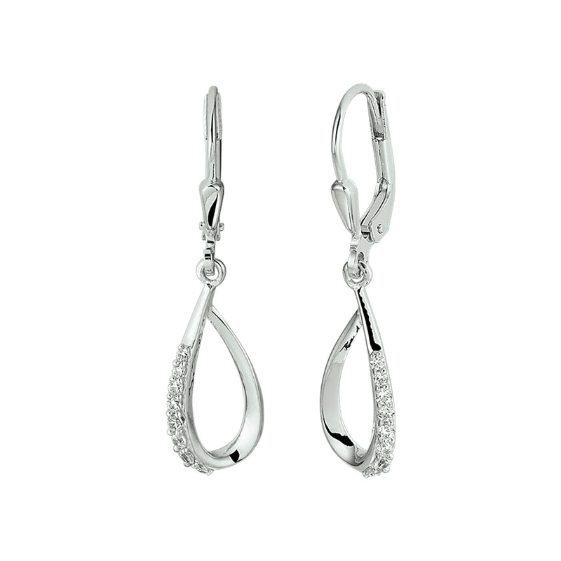 vDam Oorhangers Druppel Zirkonia Brisur Haak Zilver Gerhodineerd 1329920
