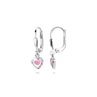 vDam Oorhangers Emaille Hart Brisur Haak Zirkonia 21 Mm Zilver Gerhodineerd 1341273