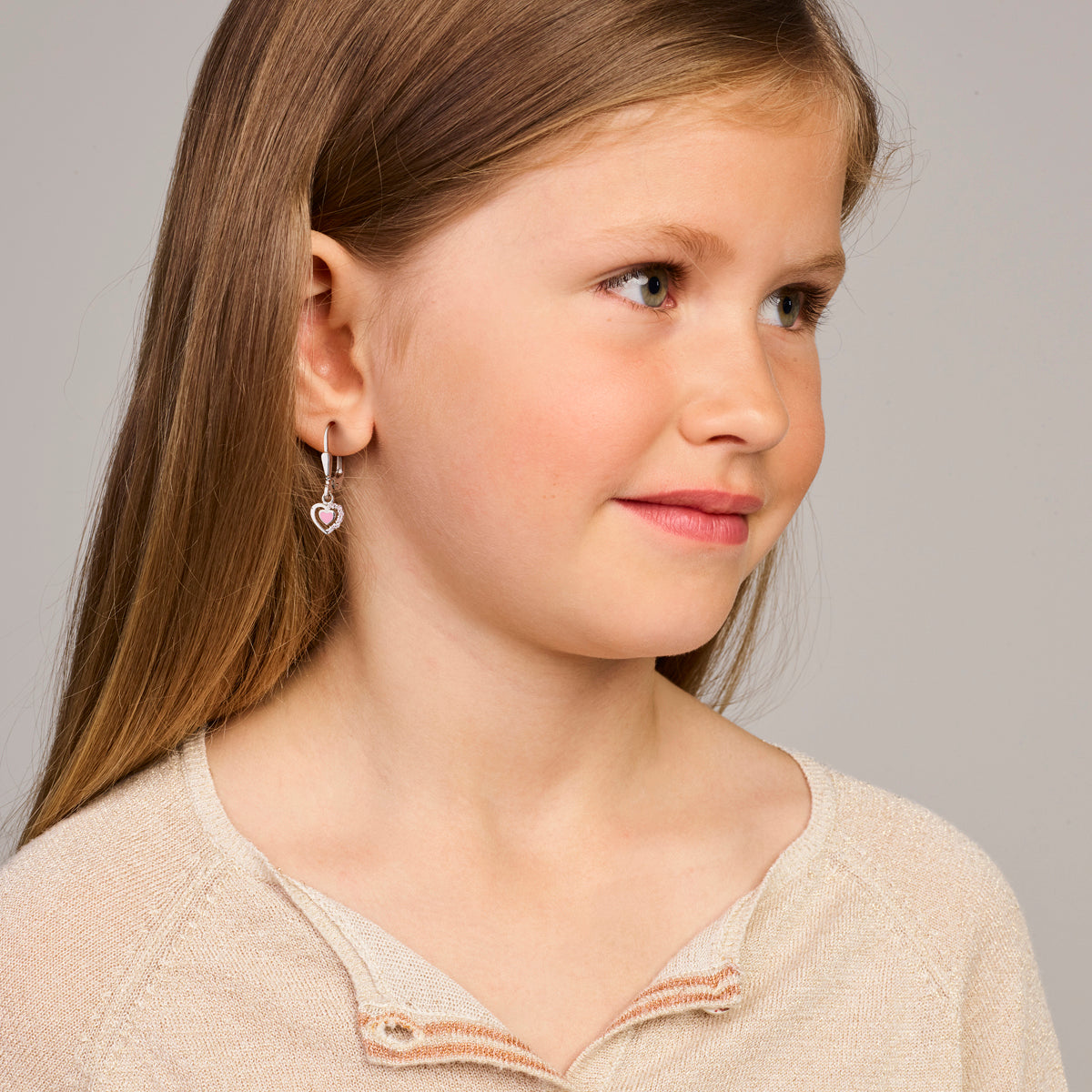 vDam Oorhangers Emaille Hart Brisur Haak Zirkonia 21 Mm Zilver Gerhodineerd 1341273