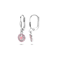 vDam Oorhangers Emaille Hart Brisur Haak Zirkonia 21 Mm Zilver Gerhodineerd 1341276