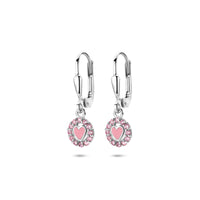 vDam Oorhangers Emaille Hart Brisur Haak Zirkonia 21 Mm Zilver Gerhodineerd 1341276