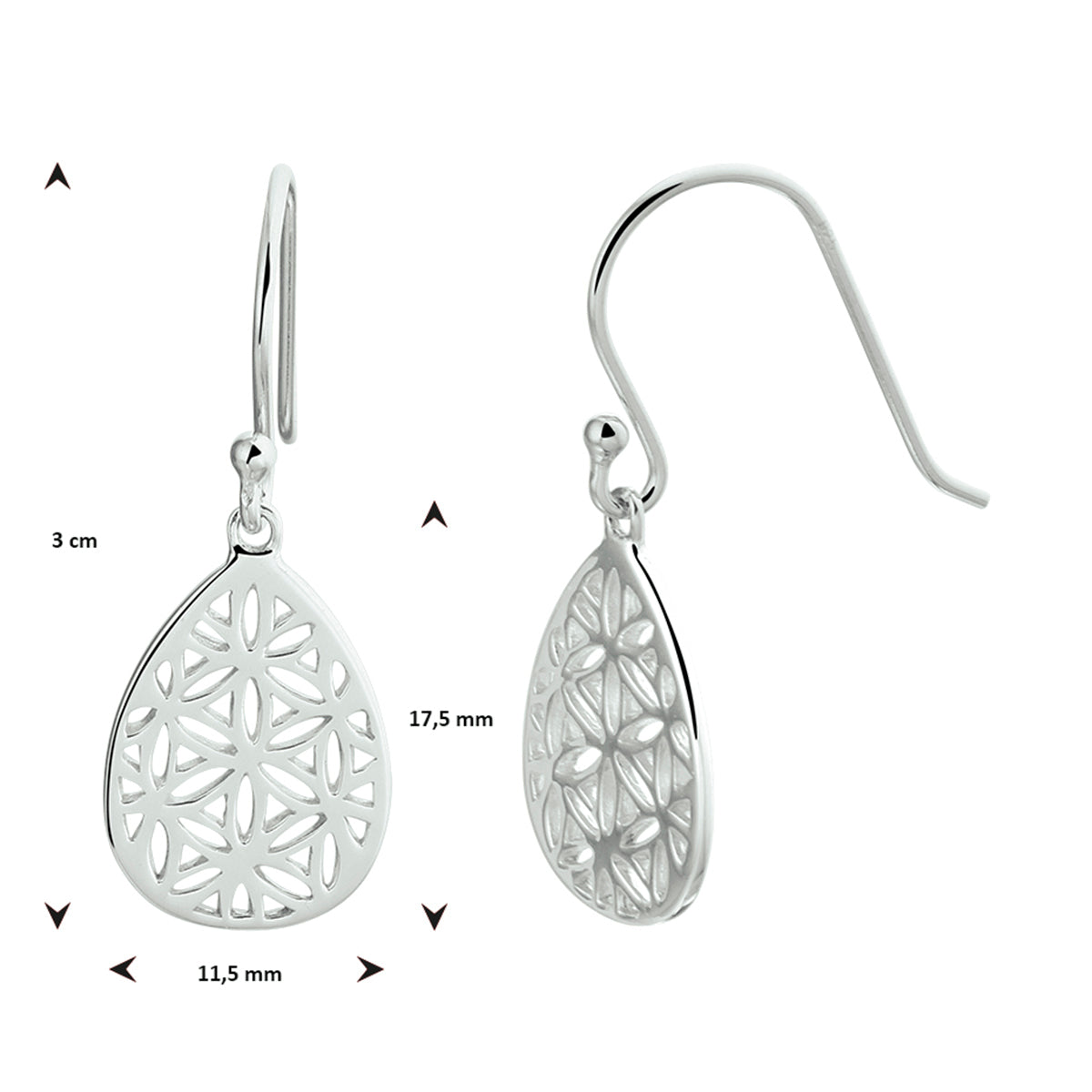 vDam Oorhangers Filigrain Franse Haak Zilver Gerhodineerd 1332823