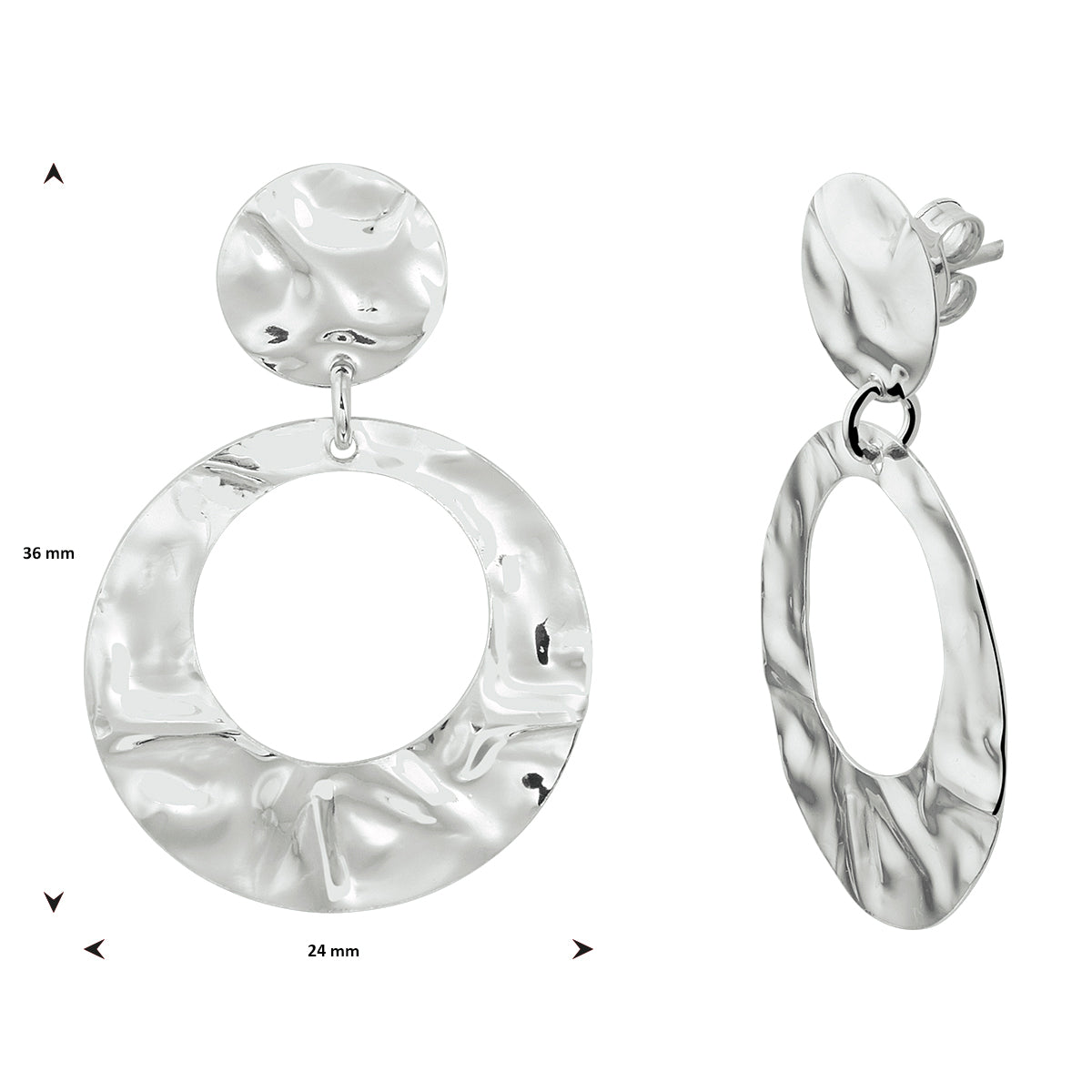 vDam Oorhangers Gehamerd Zilver Gerhodineerd 1333312