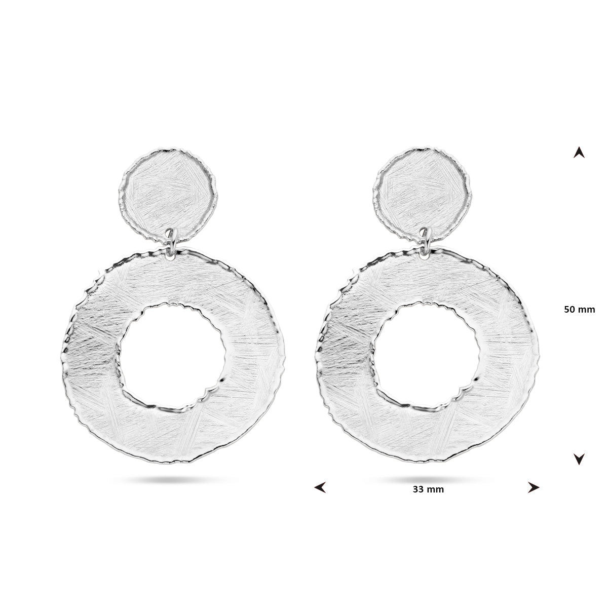 vDam Oorhangers Gescratcht Cirkels 50 Mm Zilver Gerhodineerd 1340448