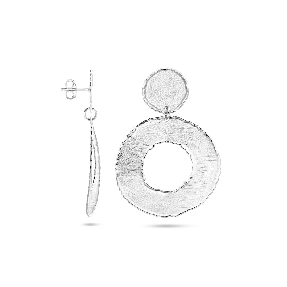 vDam Oorhangers Gescratcht Cirkels 50 Mm Zilver Gerhodineerd 1340448