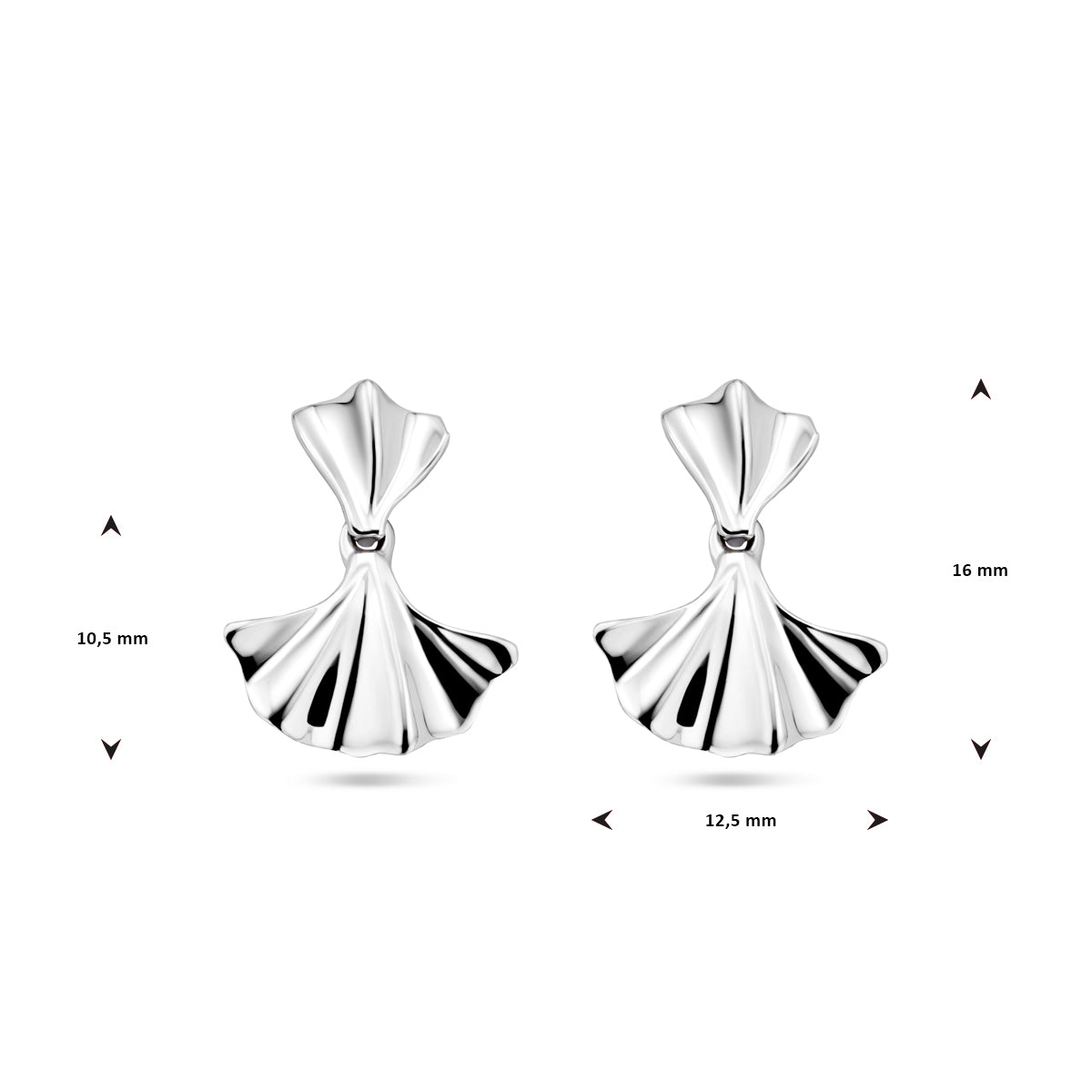 vDam Oorhangers Ginkgo Blad Zilver Gerhodineerd 1338563