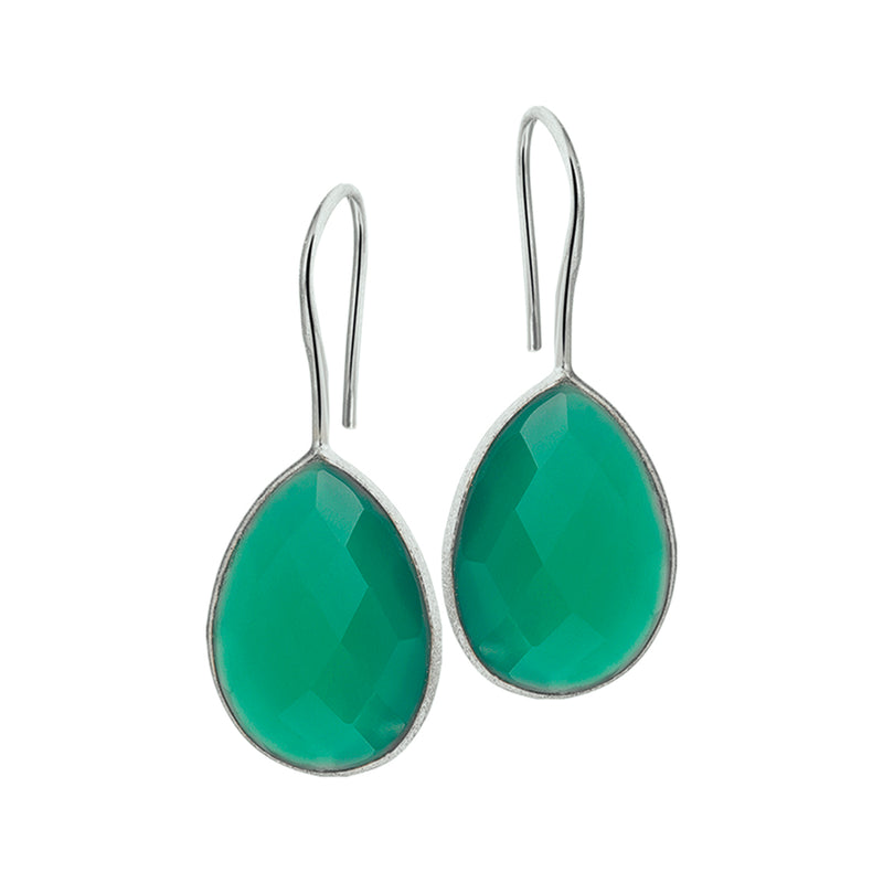 vDam Oorhangers Groen Agaat Franse Haak Zilver Wit 1019631