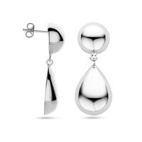 vDam Oorhangers Half Bol En Druppel 40 Mm Zilver Gerhodineerd 1340518