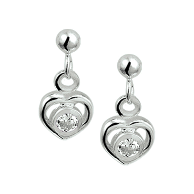 vDam Oorhangers Hart Strass Zilver Wit 1019452