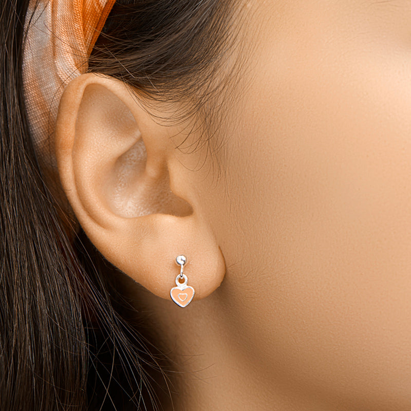 vDam Oorhangers Hart Zilver Wit 1019441