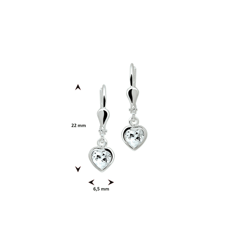 vDam Oorhangers Hart Zirkonia Brisur Haak Zilver Wit 1015868