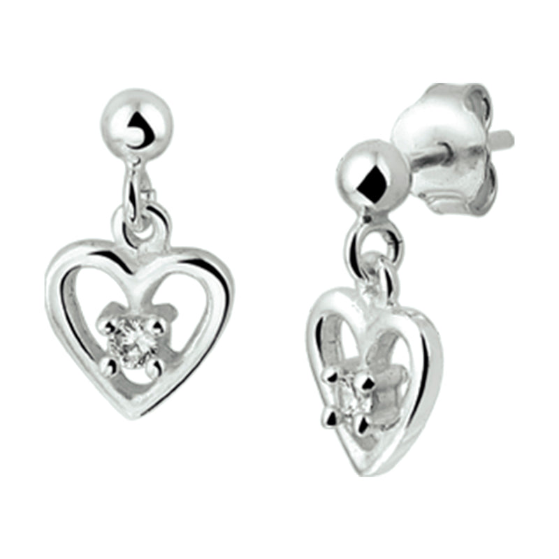 vDam Oorhangers Hart Zirkonia Zilver Wit 1020238