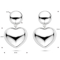 vDam Oorhangers Hartjes 32 Mm Zilver Gerhodineerd 1340736