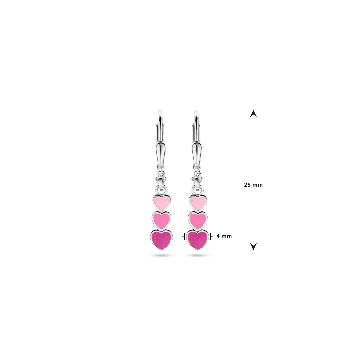 vDam Oorhangers Hartjes Emaille Brisur Haak 25 Mm Zilver Gerhodineerd 1339729