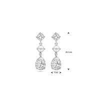 vDam Oorhangers Parel En Zirkonia 20 Mm Zilver Gerhodineerd 1339784