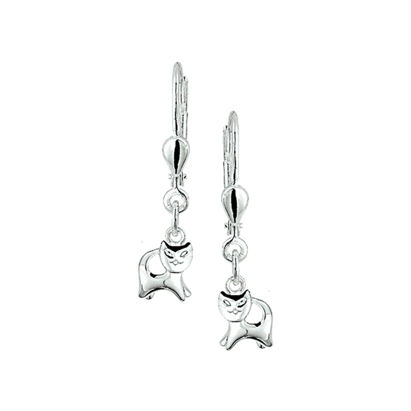 vDam Oorhangers Poes Brisur Haak Zilver Wit 1001189