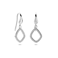 vDam Oorhangers Ruit Zirkonia Franse Haak 25 Mm Zilver Gerhodineerd 1341721