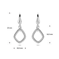 vDam Oorhangers Ruit Zirkonia Franse Haak 25 Mm Zilver Gerhodineerd 1341721