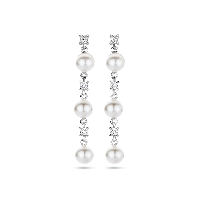 vDam Oorhangers Synth Parels En Zirkonia Zilver Gerhodineerd 1338528