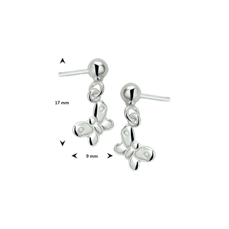 vDam Oorhangers Vlinder Zilver Wit 1019858