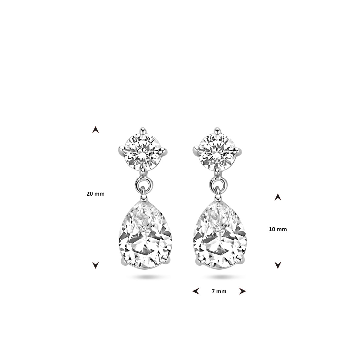 vDam Oorhangers Zirkonia 20 Mm Zilver Gerhodineerd 1340688