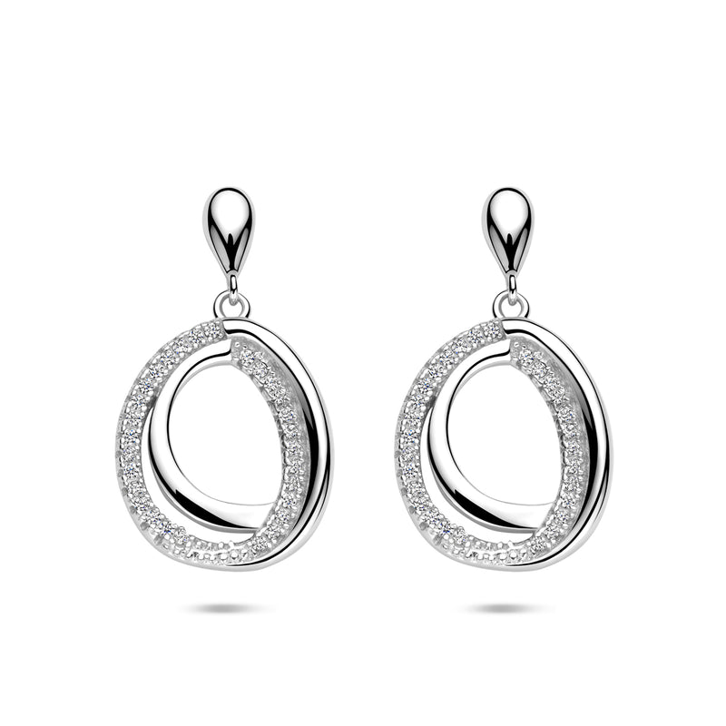 vDam Oorhangers Zirkonia 25 Mm Zilver Gerhodineerd 1341331
