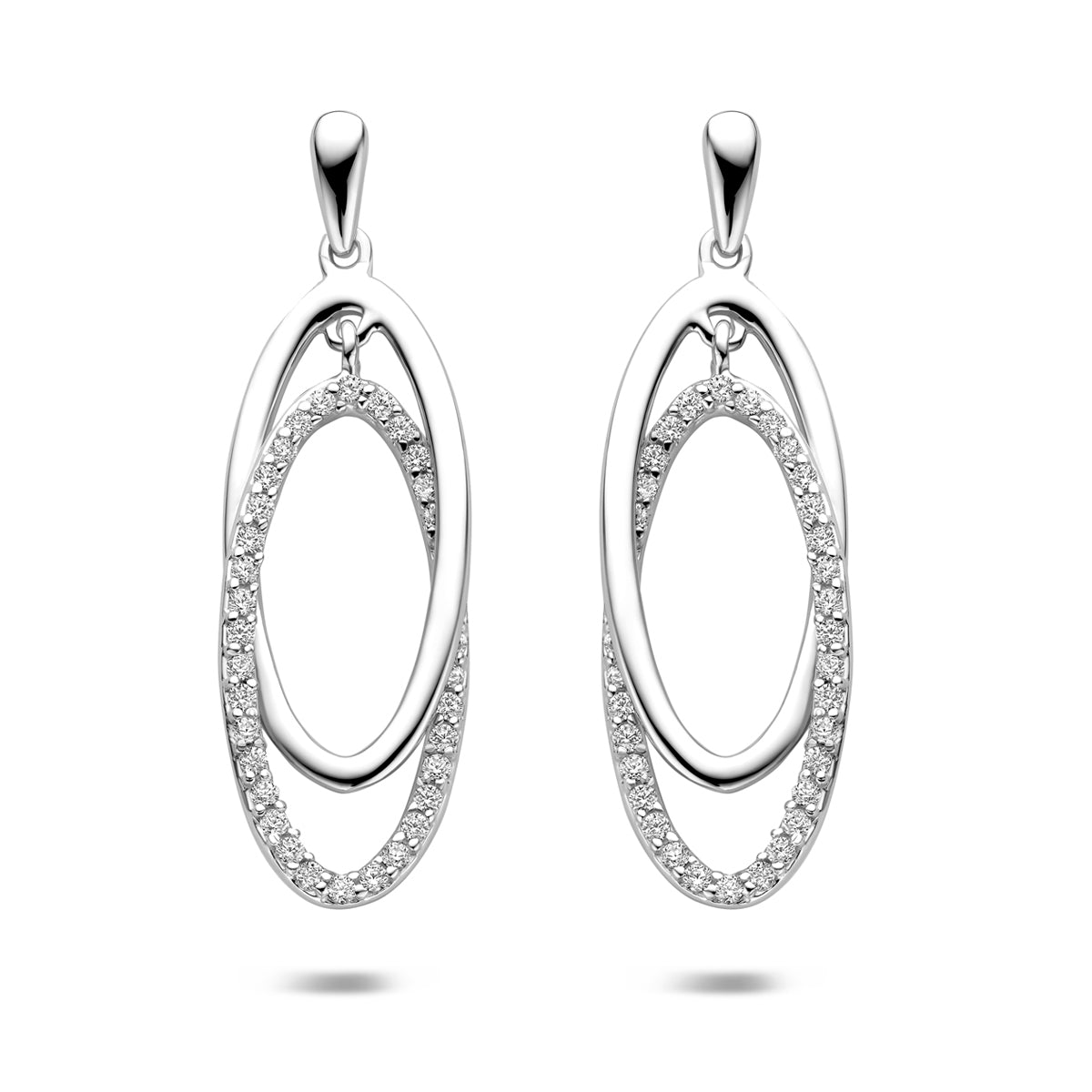 vDam Oorhangers Zirkonia 35 Mm Zilver Gerhodineerd 1341670