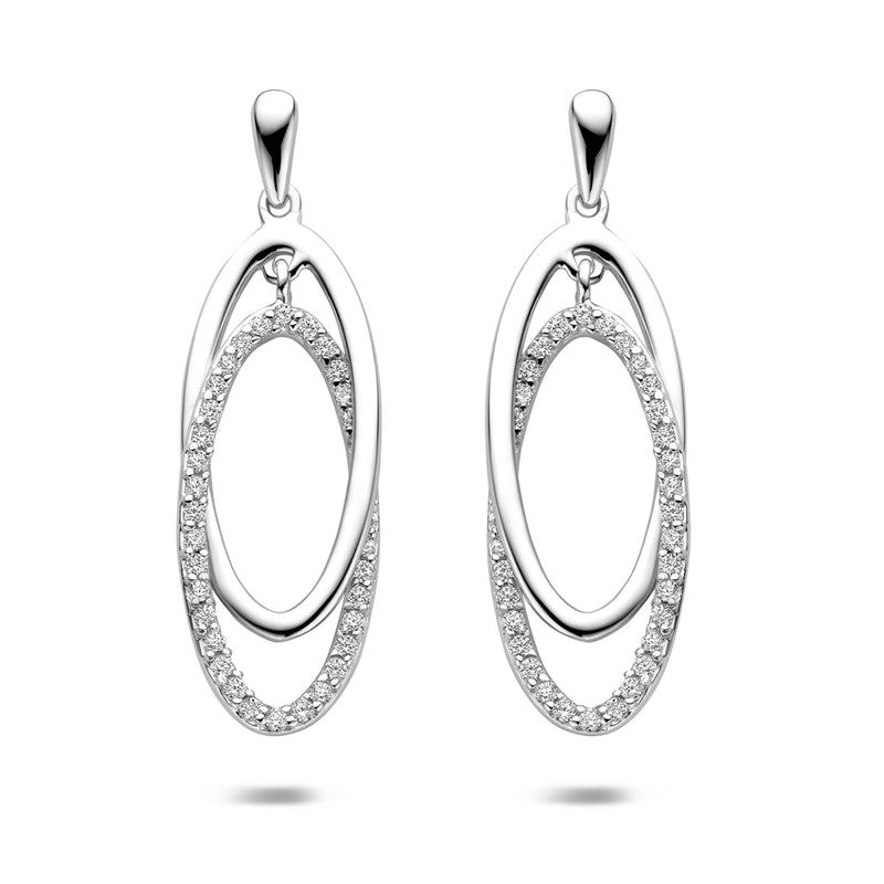 vDam Oorhangers Zirkonia 35 Mm Zilver Gerhodineerd 1341670