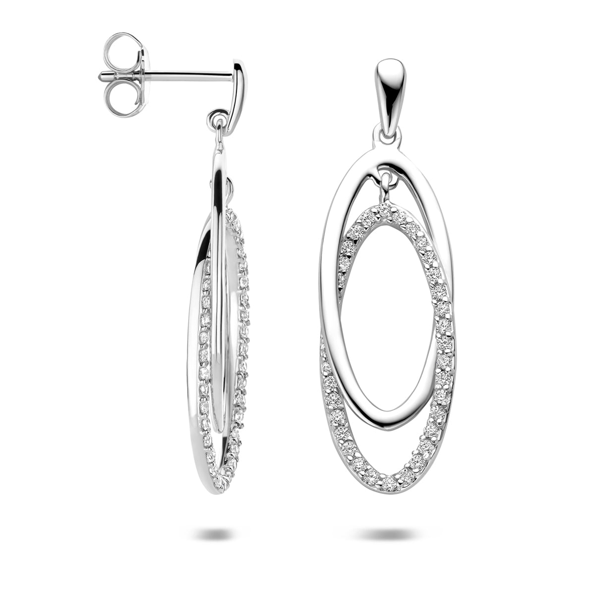 vDam Oorhangers Zirkonia 35 Mm Zilver Gerhodineerd 1341670