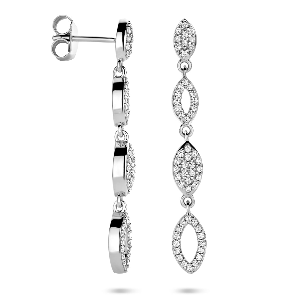 vDam Oorhangers Zirkonia 39 Mm Zilver Gerhodineerd 1340975