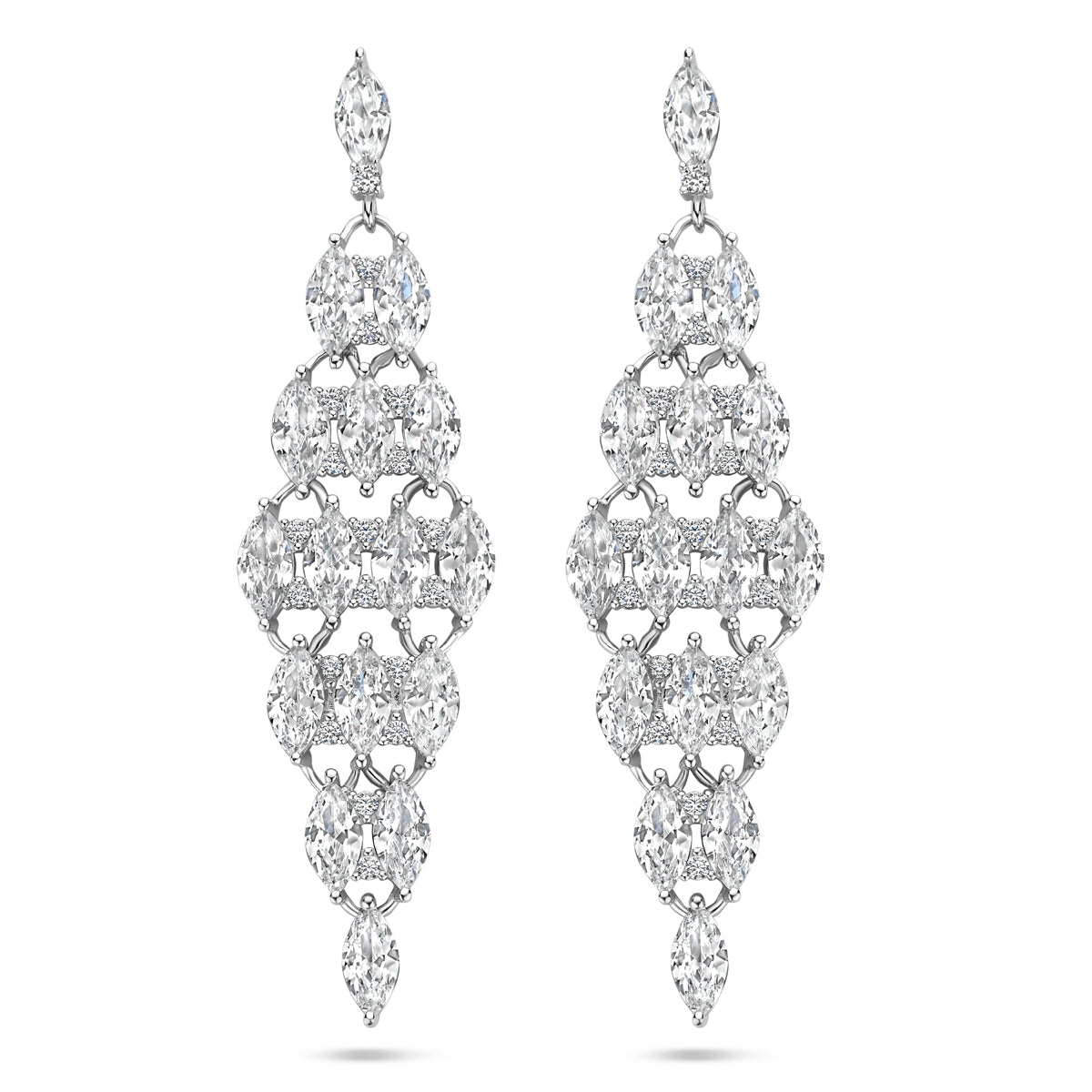 vDam Oorhangers Zirkonia 50 Mm Zilver Gerhodineerd 1340651