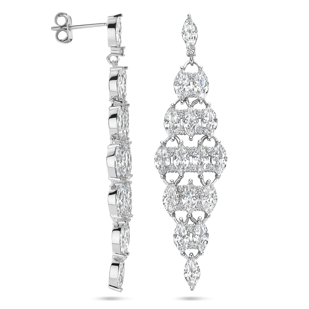 vDam Oorhangers Zirkonia 50 Mm Zilver Gerhodineerd 1340651