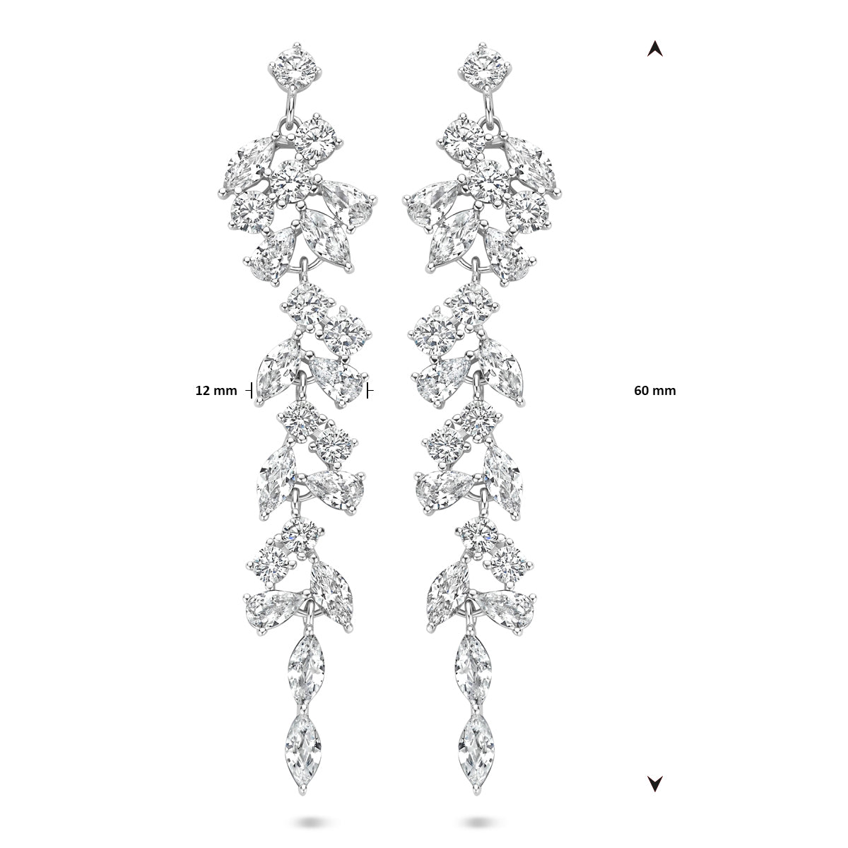 vDam Oorhangers Zirkonia 60 Mm Zilver Gerhodineerd 1340671