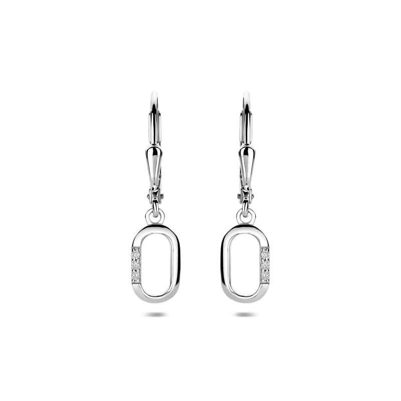 vDam Oorhangers Zirkonia Brisur Haak 25 Mm Zilver Gerhodineerd 1341828