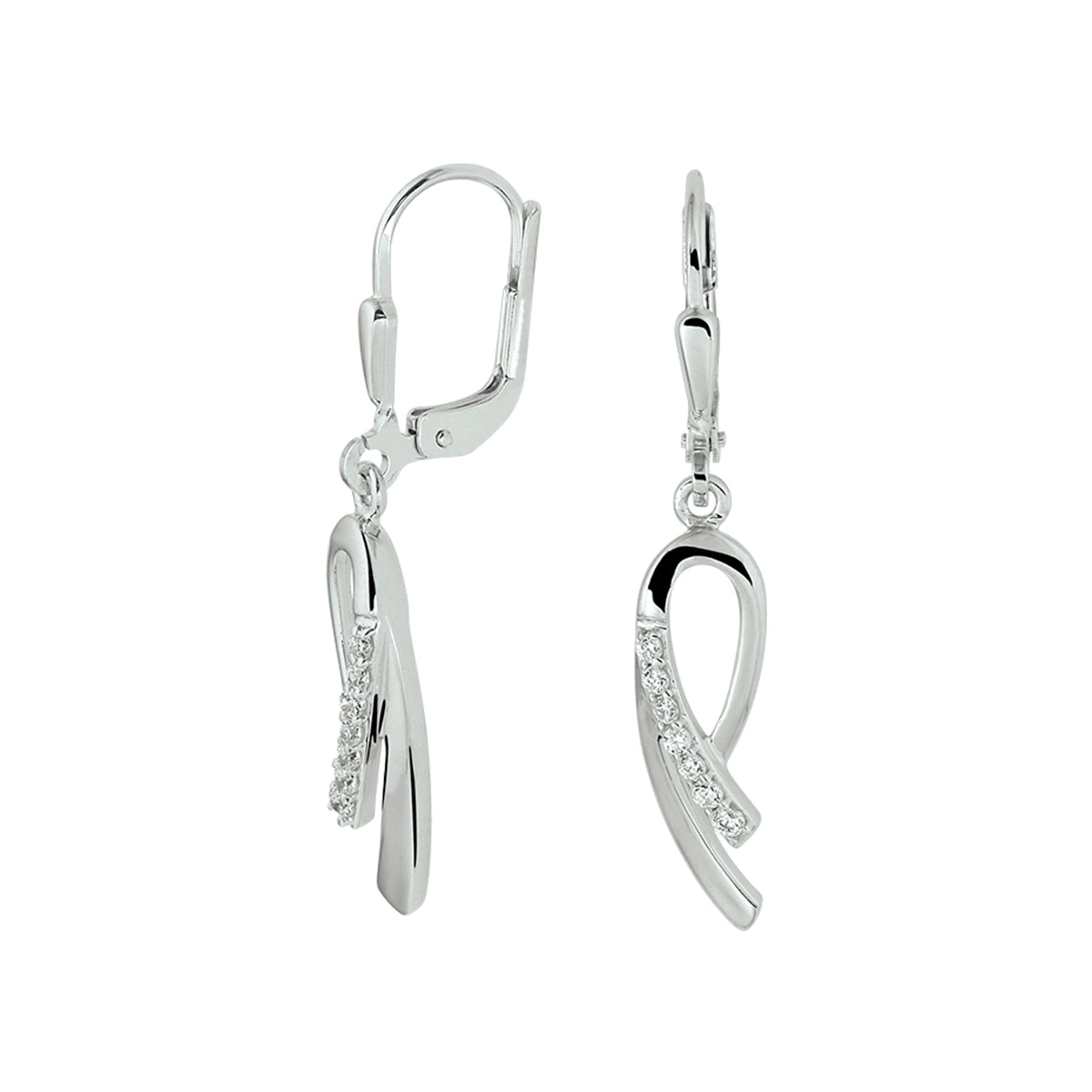 vDam Oorhangers Zirkonia Brisur Haak Zilver Gerhodineerd 1329862