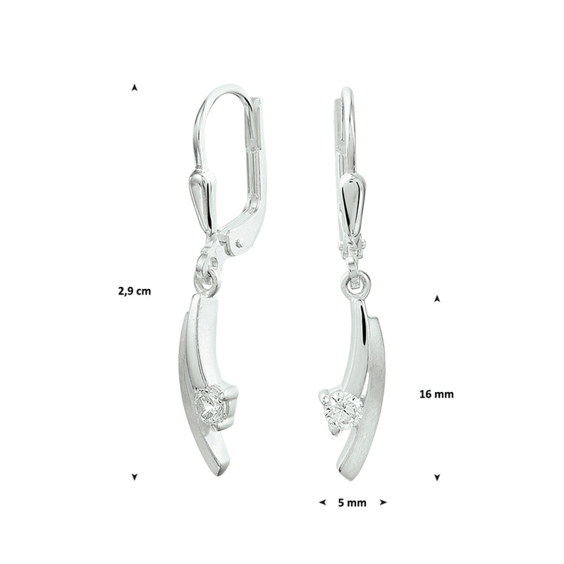 vDam Oorhangers Zirkonia Brisur Haak Zilver Wit 1021069