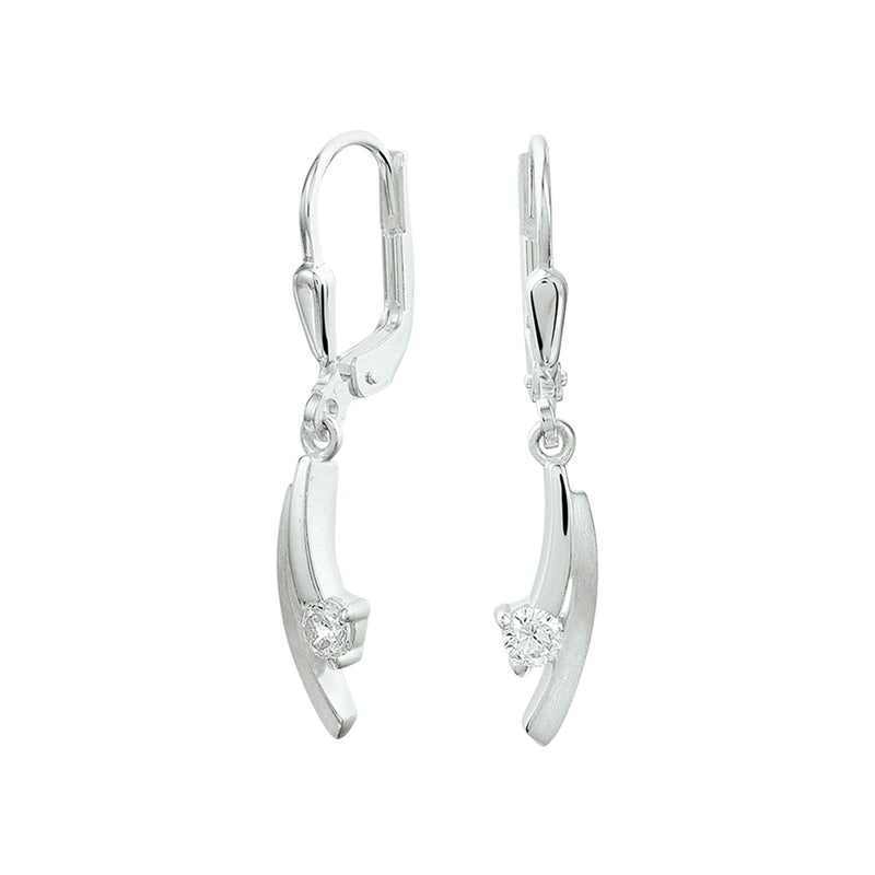 vDam Oorhangers Zirkonia Brisur Haak Zilver Wit 1021069