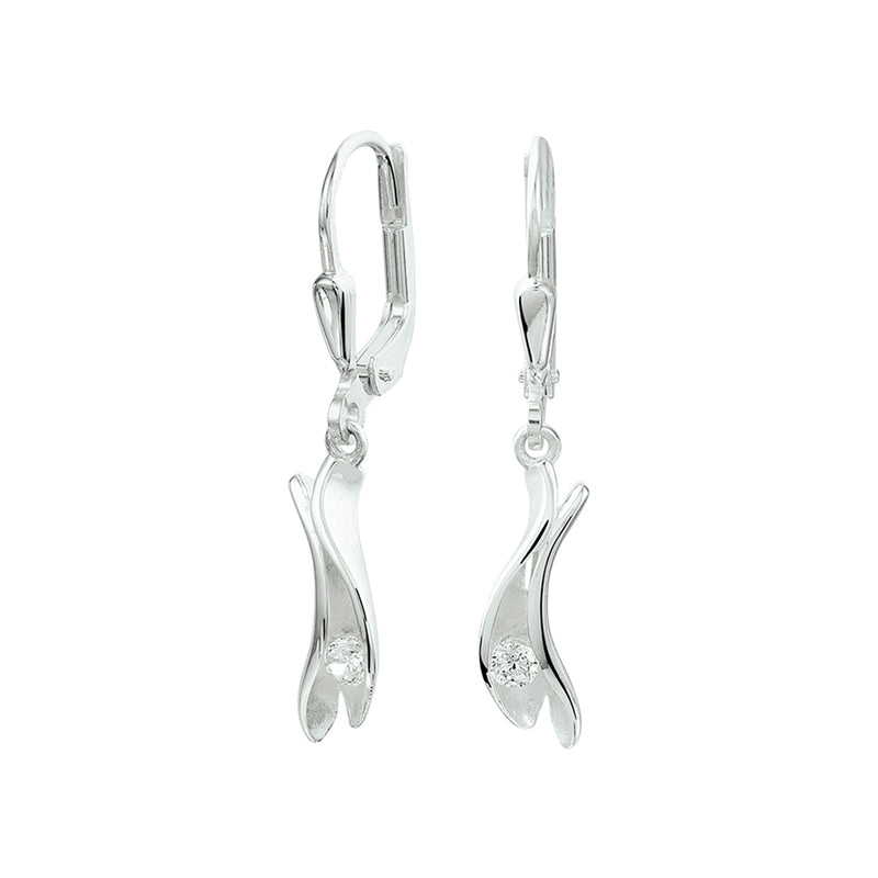 vDam Oorhangers Zirkonia Brisur Haak Zilver Wit 1021071