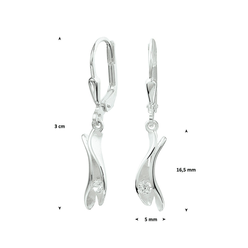 vDam Oorhangers Zirkonia Brisur Haak Zilver Wit 1021071