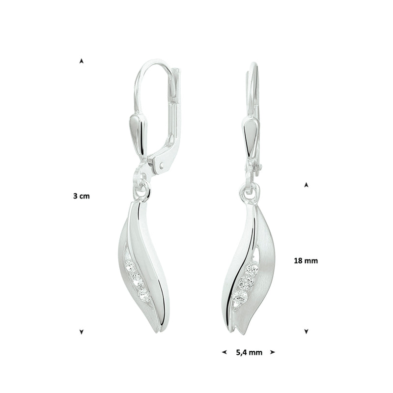 vDam Oorhangers Zirkonia Brisur Haak Zilver Wit 1021072