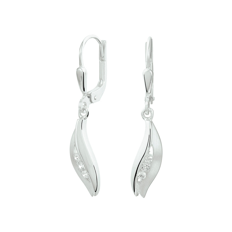 vDam Oorhangers Zirkonia Brisur Haak Zilver Wit 1021072