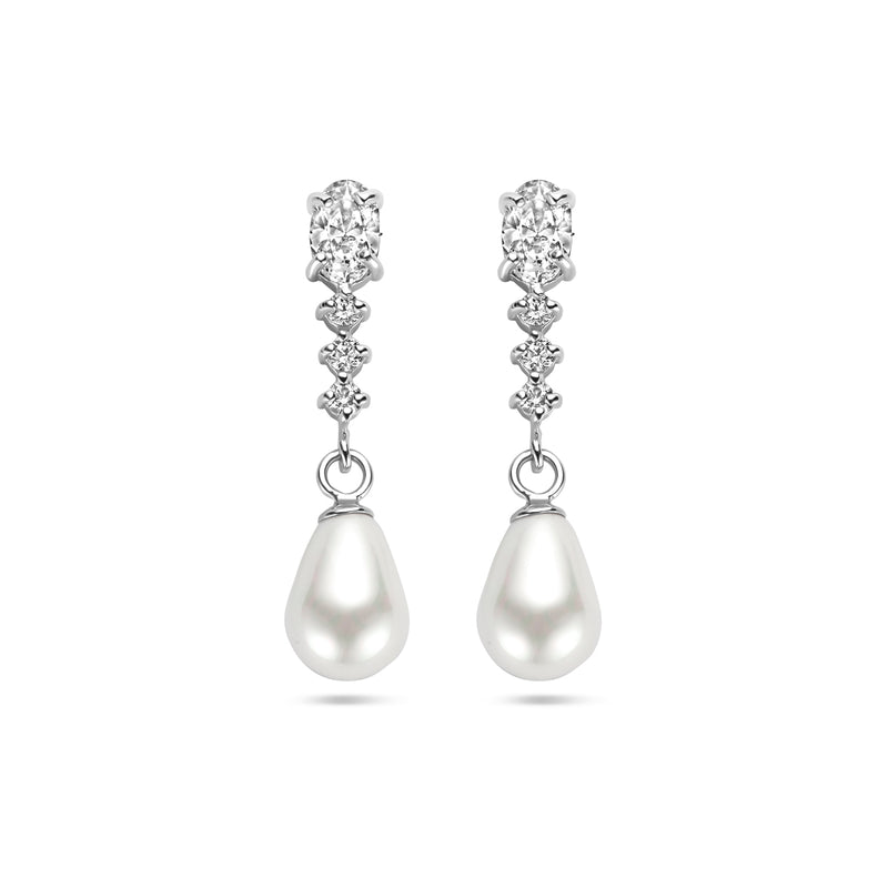vDam Oorhangers Zirkonia En Parel Zilver Gerhodineerd 1338411