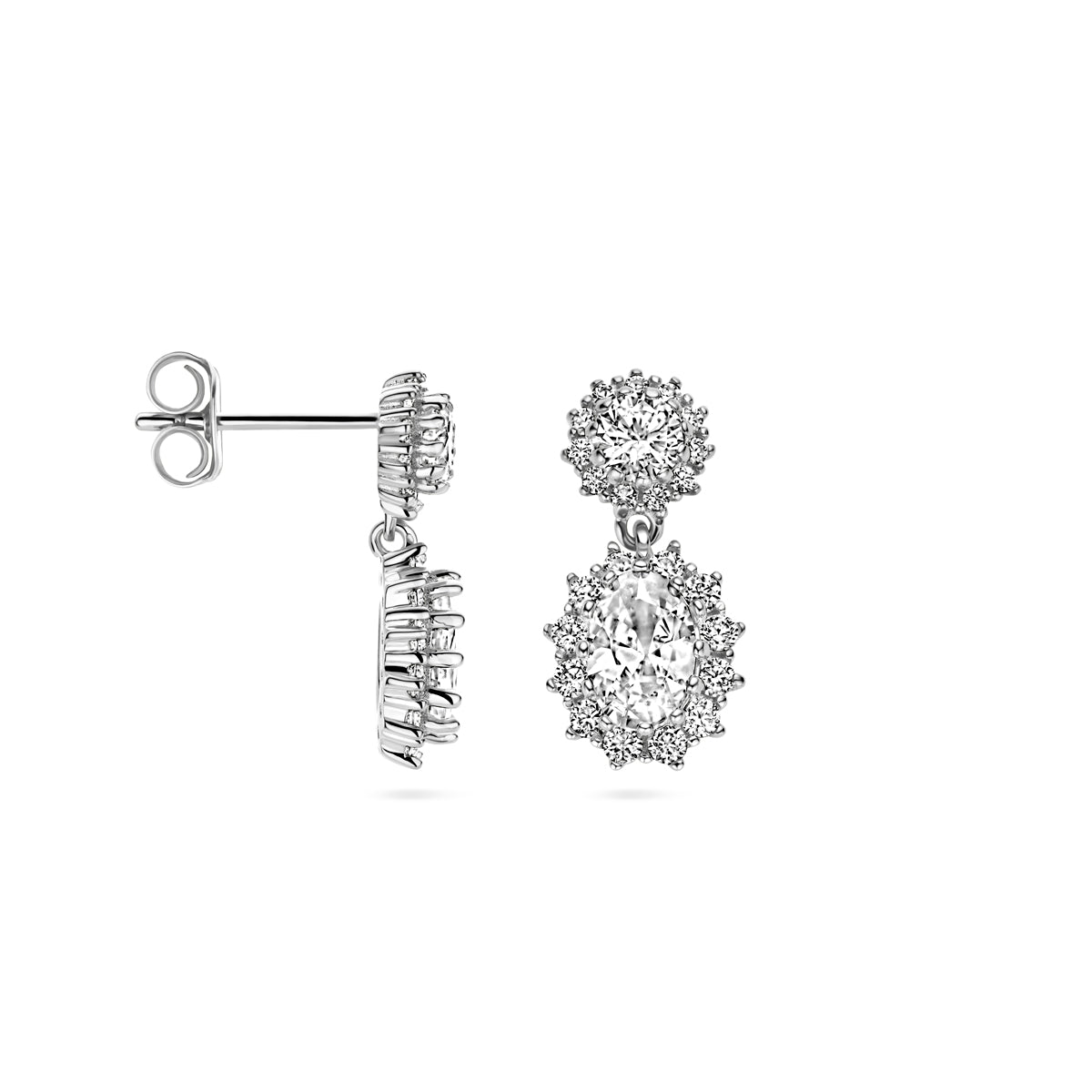 vDam Oorhangers Zirkonia Halo Zilver Gerhodineerd 1338482